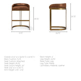 Mercana Hollyfield Bar/Counter Stool Brown Leather | Gold Metal | Bar