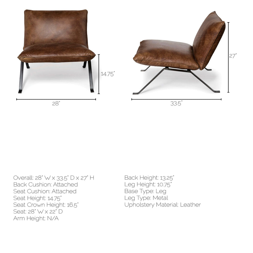Mercana Flavelle Accent Chair Brown Leather | Black Iron