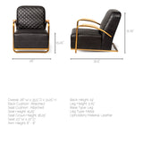 Mercana Horace Accent Chair Black Leather | Gold Iron