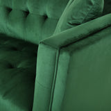 Chopline Modern Glam 3 Seater Velvet Sofa, Emerald and Silver Noble House