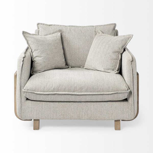 Mercana Roy Upholstered Chair Frost Gray Fabric | Brown Wood