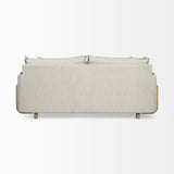 Mercana Roy Sofa Frost Gray Fabric | Brown Wood