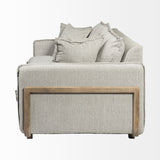 Mercana Roy Sofa Frost Gray Fabric | Brown Wood