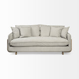 Mercana Roy Sofa Frost Gray Fabric | Brown Wood