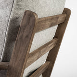 Mercana Olympus Accent Chair Frost Gray Fabric | Brown Wood