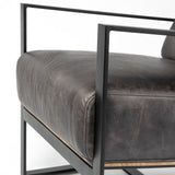 Mercana Stamford Accent Chair Black Leather | Black Metal