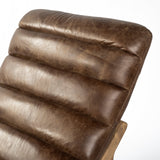 Mercana Pierre Chaise Lounge Brown Leather | Brown Wood