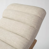 Mercana Pierre Chaise Lounge Beige Fabric | Brown Wood