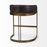 Mercana Hollyfield Bar/Counter Stool Black Leather | Antiqued Gold  Metal | Counter