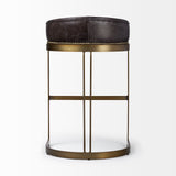 Mercana Hollyfield Bar/Counter Stool Black Leather | Antiqued Gold Metal | Bar