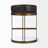 Mercana Hollyfield Bar/Counter Stool Black Leather | Antiqued Gold  Metal | Counter