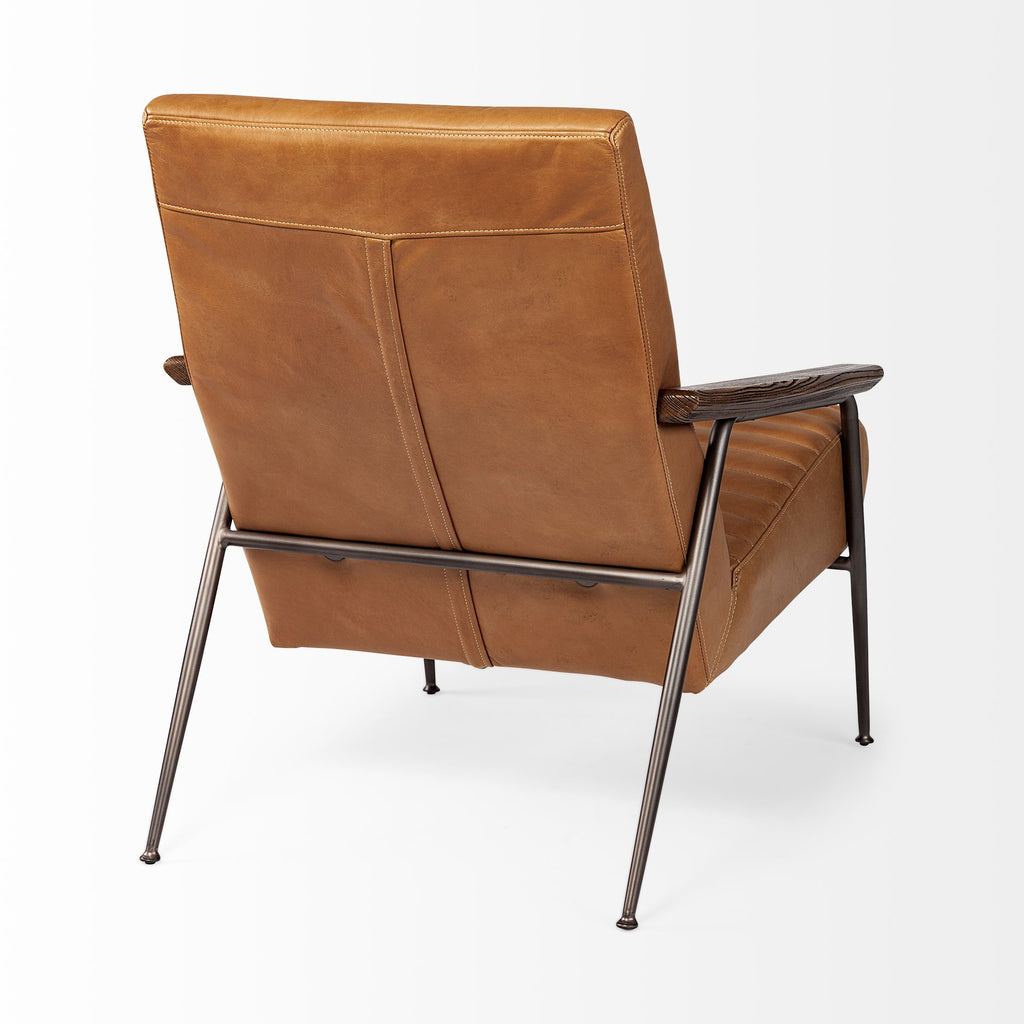 Mercana Grosjean Accent Chair Brown Leather | Brown Metal
