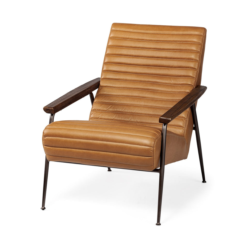 Mercana Grosjean Accent Chair Brown Leather | Brown Metal