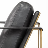 Mercana Watson Accent Chair Black Leather | Gold Metal