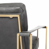 Mercana Watson Accent Chair Black Leather | Gold Metal