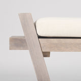 Mercana Elaine Bench Cream Fabric | Brown Wood