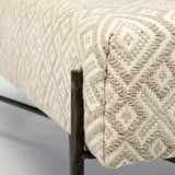 Mercana Avery Bench Off-White Fabric | Nickel Metal