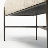 Mercana Avery Bench Off-White Fabric | Nickel Metal