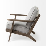 Mercana Olympus Accent Chair Frost Gray Fabric | Brown Wood