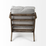 Mercana Olympus Accent Chair Frost Gray Fabric | Brown Wood