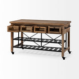 Mercana Stuart Kitchen Island Brown Wood | Black Metal