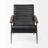 Mercana Grosjean Accent Chair Black Leather | Bronze Metal