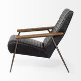 Mercana Grosjean Accent Chair Black Leather | Bronze Metal