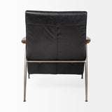 Mercana Grosjean Accent Chair Black Leather | Bronze Metal