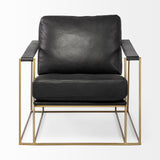 Mercana Watson Accent Chair Black Leather | Gold Metal