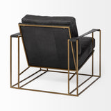 Mercana Watson Accent Chair Black Leather | Gold Metal