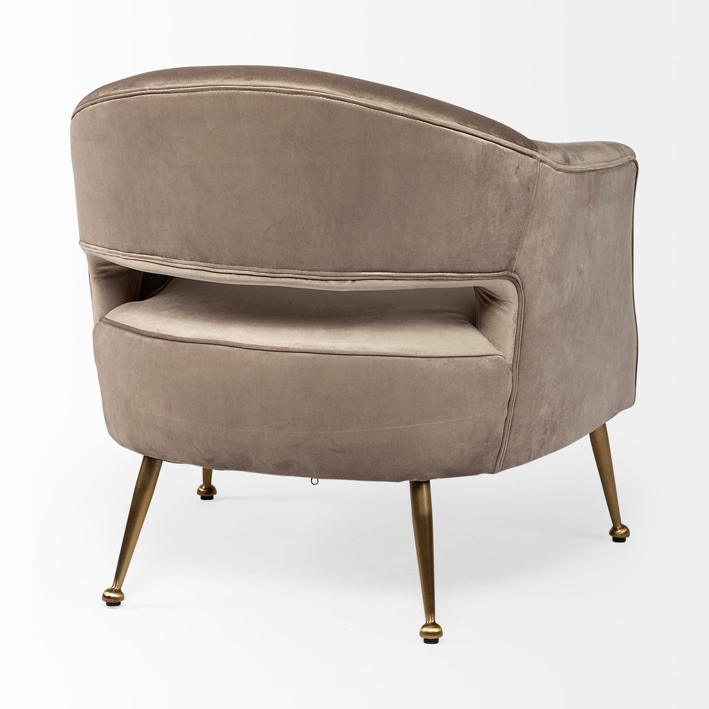 Mercana Giles Accent Chair Taupe Velvet | Gold Metal