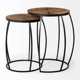 Mercana Clapp Accent Table Brown Wood | Black Metal | X Pattern