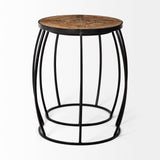 Mercana Clapp Accent Table Brown Wood | Black Metal | X Pattern