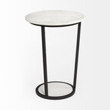 Mercana Bombola Accent Table White Marble | Black Metal | 18W