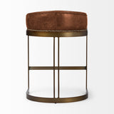 Mercana Hollyfield Bar/Counter Stool Brown Leather | Gold Metal | Counter