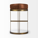 Mercana Hollyfield Bar/Counter Stool Brown Leather | Gold Metal | Bar