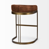 Mercana Hollyfield Bar/Counter Stool Brown Leather | Gold Metal | Bar