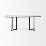 Mercana Tanner Dining Table White Marble | Black Metal | Rectangle