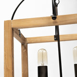 Mercana Josie Chandelier Natural Wood | Black Metal