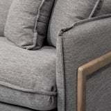 Mercana Roy Sofa Castlerock Gray Fabric | Brown Wood