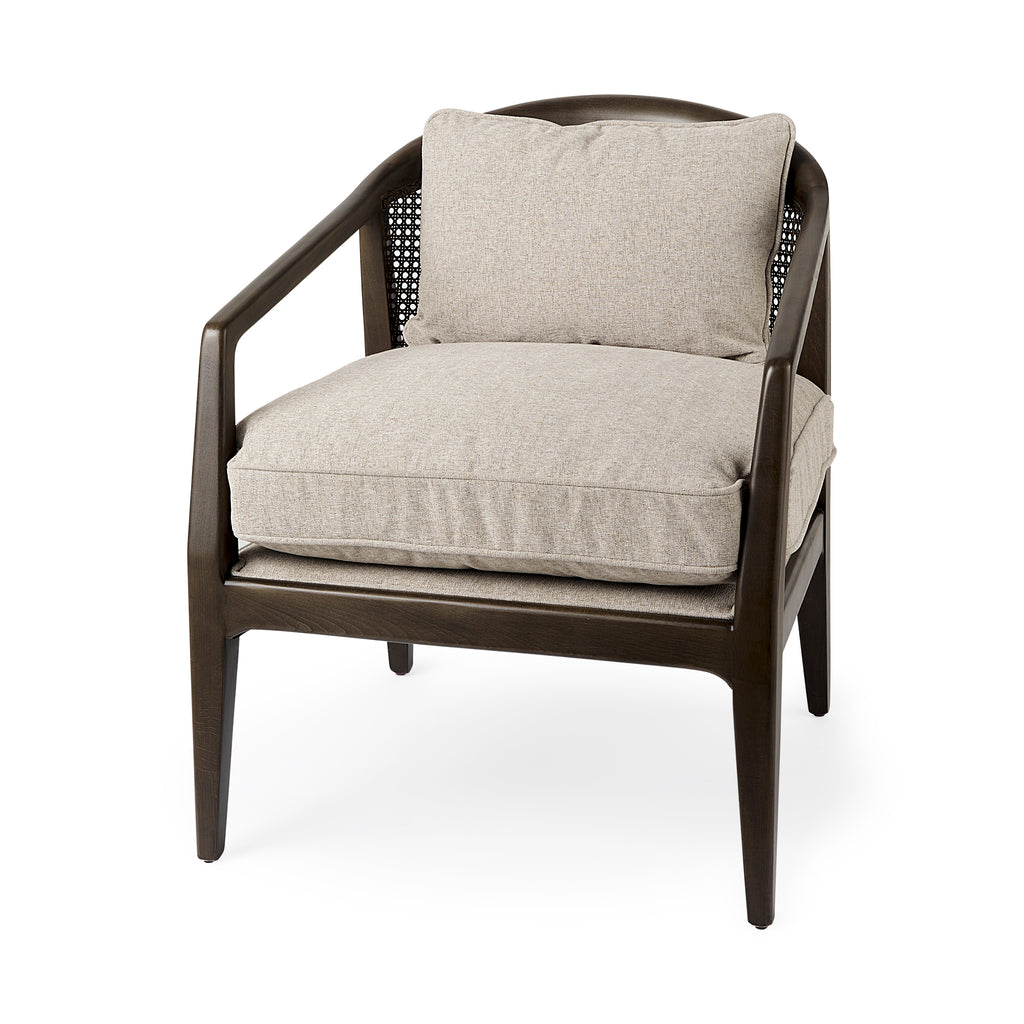 Mercana Landon Accent Chair Gray Fabric | Dark Brown Wood