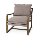 Mercana Brayden Accent Chair Gray Fabric | Brown Wood