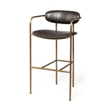 Mercana Parker Bar/Counter Stool Brown Faux Leather | Gold Metal | Bar