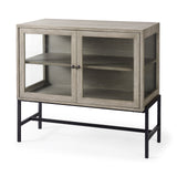 Mercana Arelius Accent Cabinet Gray Wood | Black Metal