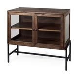 Mercana Arelius Accent Cabinet Medium Brown Wood | Black Metal