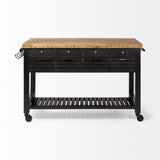 Mercana Columbia Large Kitchen Island Black Wood | Rectangle