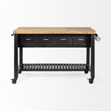 Mercana Columbia Large Kitchen Island Black Wood | Rectangle