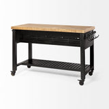 Mercana Columbia Large Kitchen Island Black Wood | Rectangle