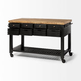 Mercana Columbia Large Kitchen Island Black Wood | Rectangle