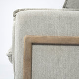 Mercana Roy Sofa Frost Gray Fabric | Brown Wood